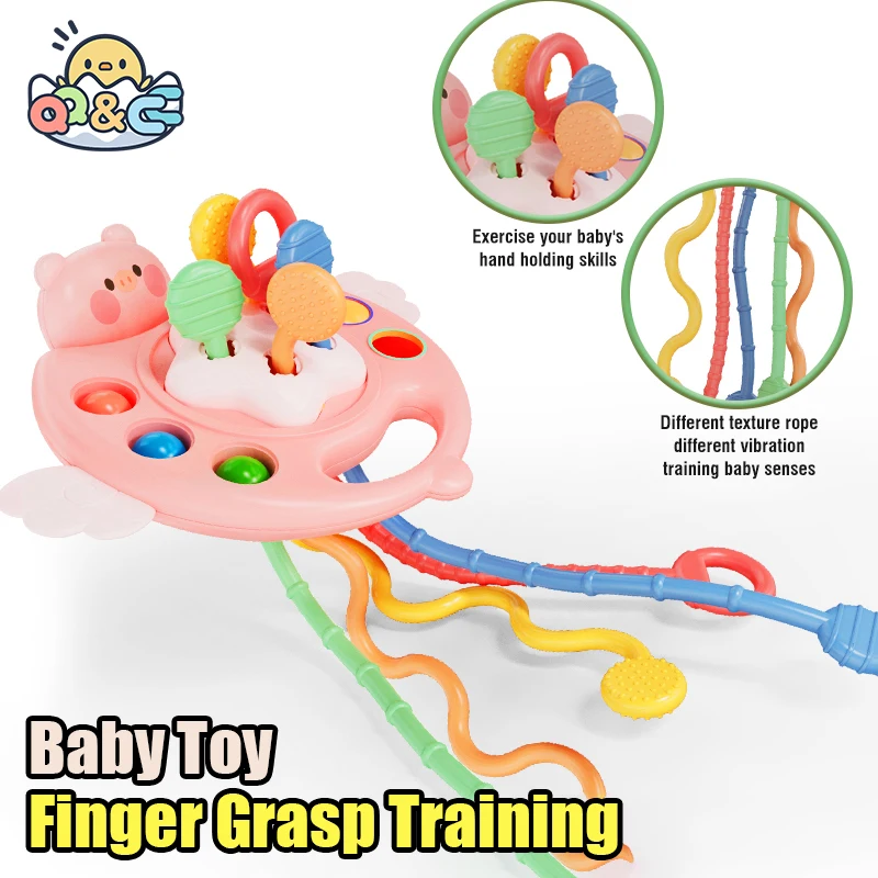 

Infant Sensory Development Finger Grasp Training Baby Toy with Simple Bubble Pull String Early Learning Montessori Education Toy