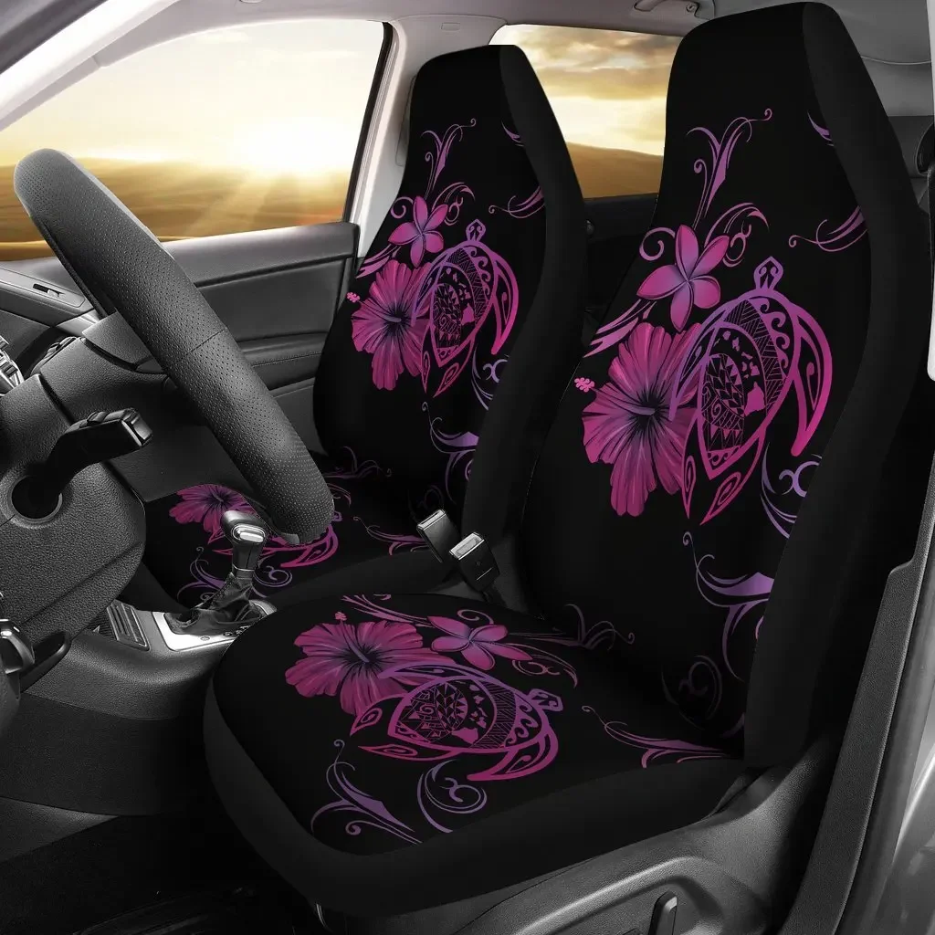 Hawaii Turtle Hibiscus Poly Pink Seat Cover Car Seat Covers Set 2 Pc, Car Accessories Car Mats