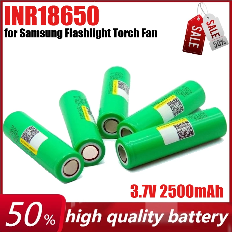 

3.7V 2500mAh INR18650-25R 18650 25R Rechargeable Lithium Battery for Samsung Flashlight Torch Fan Toys Camera Battery