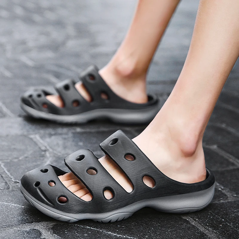 Fashion Men's Women's Sandals Slip-on Summer Autumn Breathable Beach Walking Casual Shoes Soft Platform Slippers Hollow-out