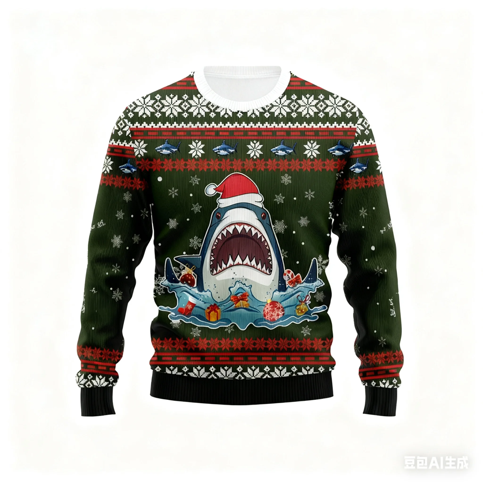 かわいいサメグラフィック 3D プリント醜いクリスマスセーター男性女性服ファッションクルーネック男性スウェットシャツカジュアル秋プルオーバー