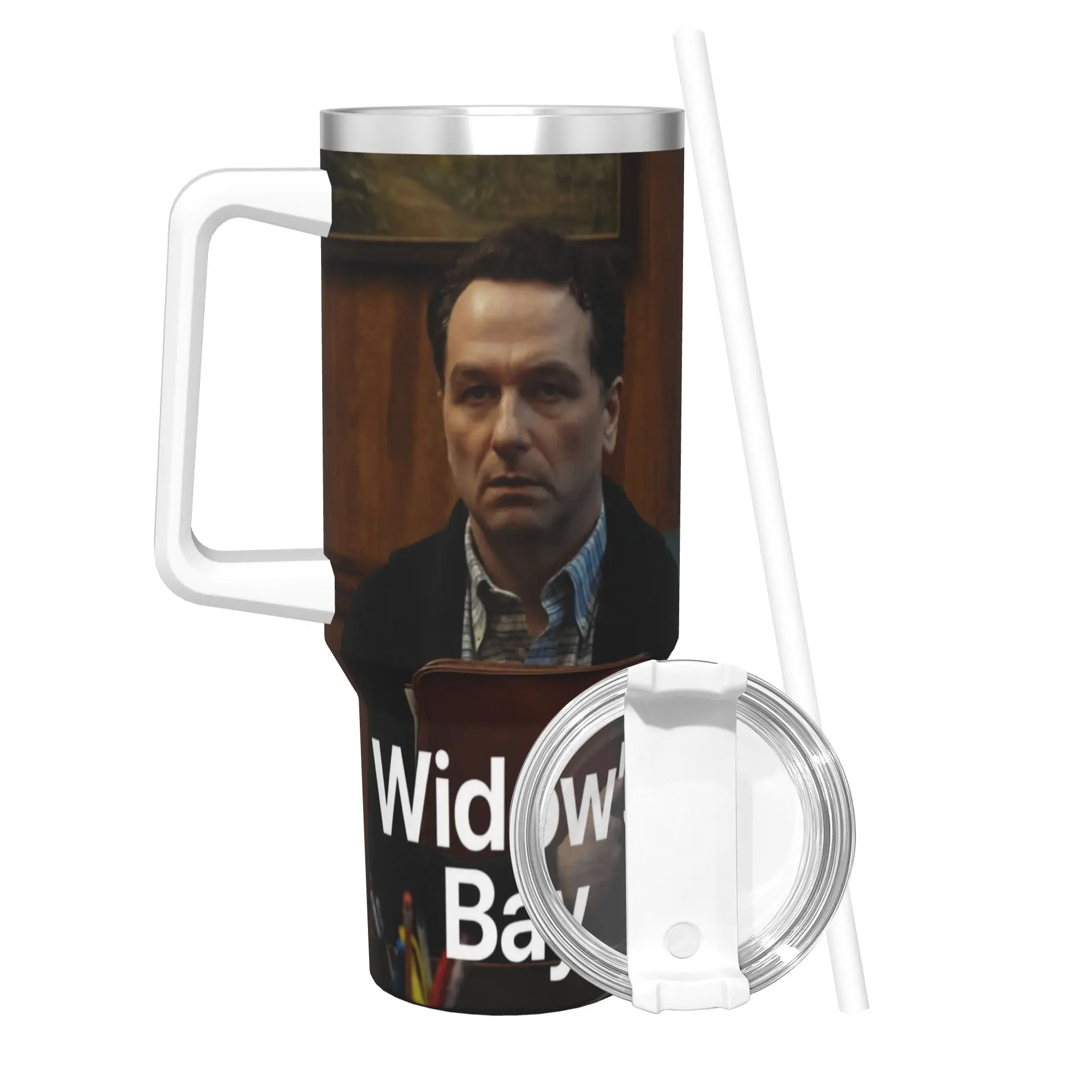 Widow's Bay Horror Movie 2026 Tumbler With Straw  Stainless Steel Travel Mug Double Wall Vacuum Insulated for Cold Or Hot 40oz