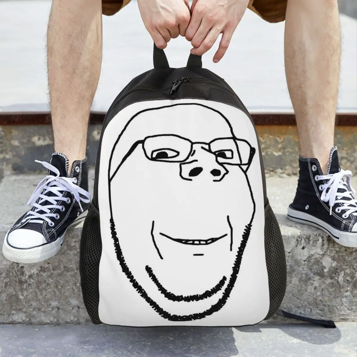 

Smiling Wholesome Wojak Soyjak Backpack Daypack Large Capacity Boys Girls BookBag School Bag Shoulder Bags for Men Women