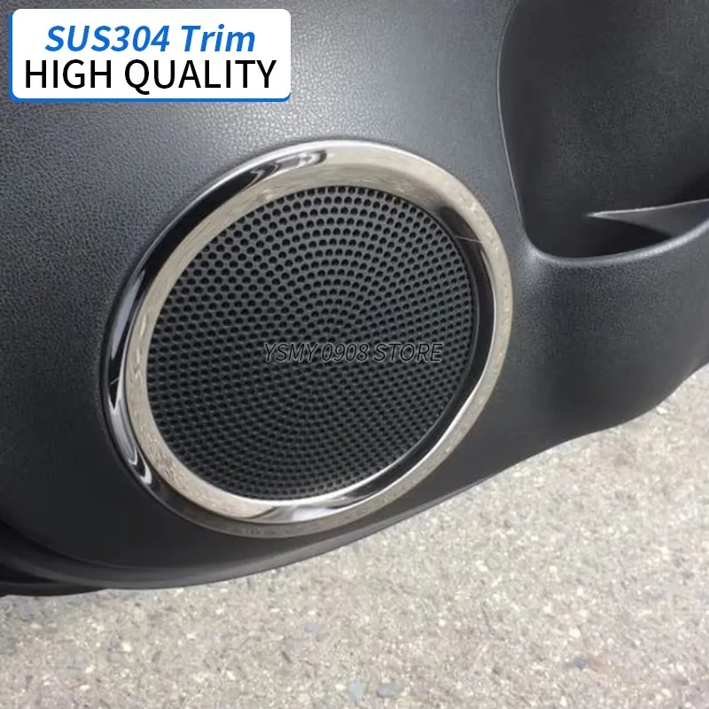 4 PCS Chrome Trim Door Speaker Cover Frame for Nissan Note E12 2017 High Quality Stainless Steel Car Styling Accessories