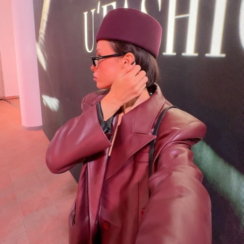 Women Autumn Long Leather Jacket Pu Leather Trench Coat New Retro Elegant Simple Luxury Harajuku Streetwear Brand Trends Eco