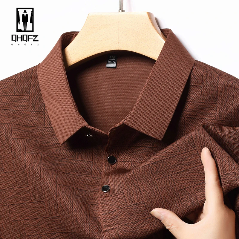 New Men's Business Casual Long Sleeved Shirt Solid Color Polo Shirt Fashionable Breathable Comfortable Versatile Top