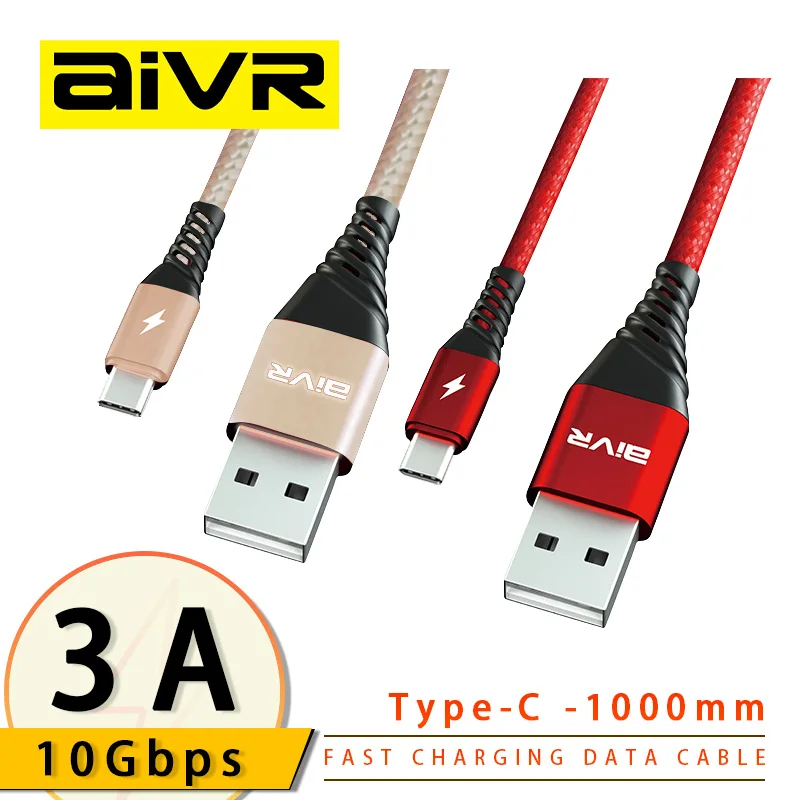 

AIVR 3A USB A to Type C Data Cable For Xiaomi Redmi Note 7 Samsung Galaxy S10 S9 Fast Charging Mobile Phone Chargers 20/100CM