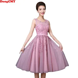 DongCMY 2026 Short Pears Prom Dresses Junior Hot Elegant Lace Party Vestdio Gowns Customized Vestido Fusia