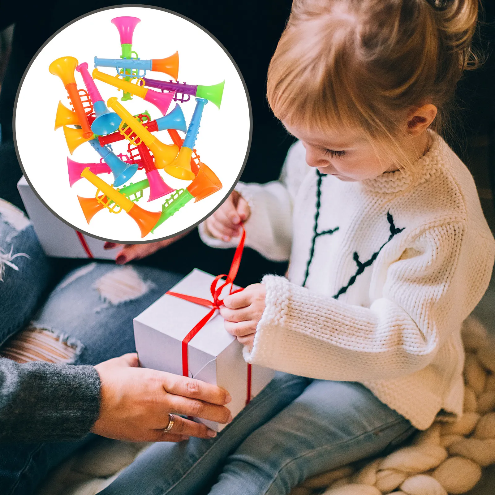 18Pcs Compact Kids Trumpet Durable Plastic Loud Sound Attractive Design Brain Development Educational Tool Kids Trumpet