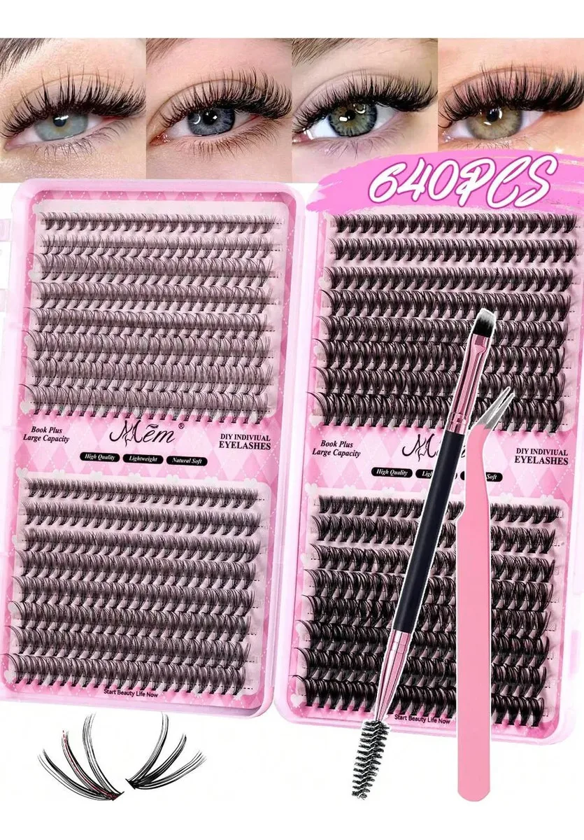 640 Stück 10D-40D Wimpernbüschel, 0,07mm Biegung 8-16mm, 3D Russisches Volumen, Wiederverwendbar für Anfänger, Alltag, Partys & Geschenke