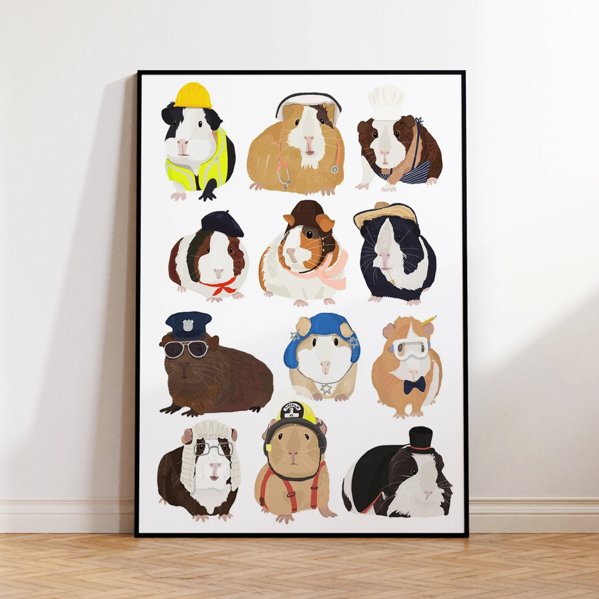 Modern Funny Dressed Guinea Pig Wall Art Print Canvas Painting Poster Picture For Living Room,Bedroom Home Decor