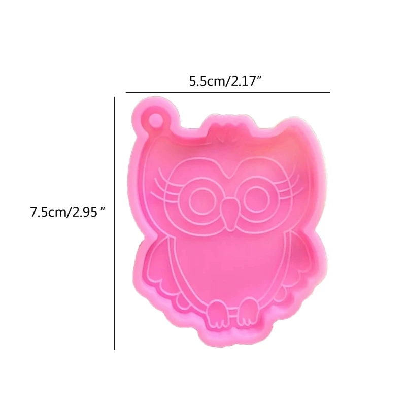 DIY Cute Animal Owl Shape Keychain Silicone Mold with Hole Luggage Tag Hanging Ornament Keychain Pendant Charm Epoxy Resin Mould