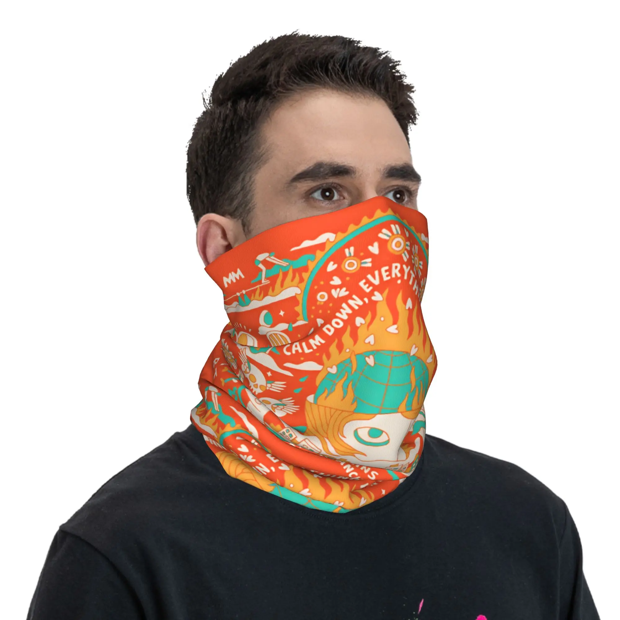 Retro Orange Abstract Figure Music Bandana  Funny Balaclava Spring Outdoor Sports Anti-UV Bicycle Mask Soft Bike Tactical Mask