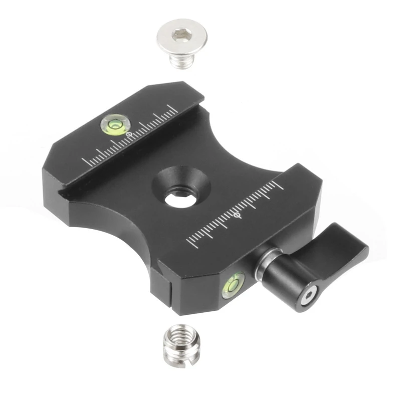 Universal Quick Release Plate Clamp Adapter 3/8 to 1/4 Screw Built-in Bubble Level for Arca for Swiss Camera Ballhead