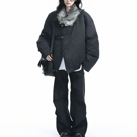 سترة نسائية كلاسيكية أمريكية من العقد الأول من القرن الحادي والعشرين بإبزيم غير رسمي وأكمام طويلة ثقافة فرعية يابانية Y2K Harajuku Retro     الخريف ملابس الشارع النسائية