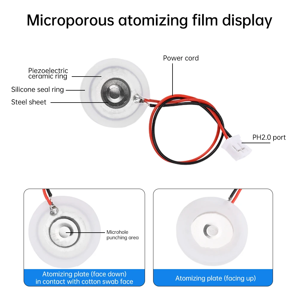 DC5V 2W Humidifier Diy Module 4-5 Micron Dual Nozzle Atomizer Module Fog Volume Adjustable With Colorful Light