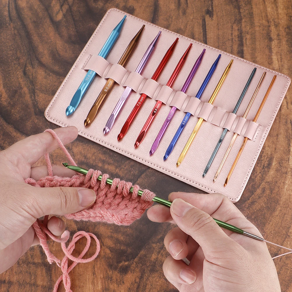 1 Set Aluminum Afghan Carpet Crochet Hook Set with Knitting Needles & Extended Knitting Threads, DIY Weaving Carpet, Sweater Too