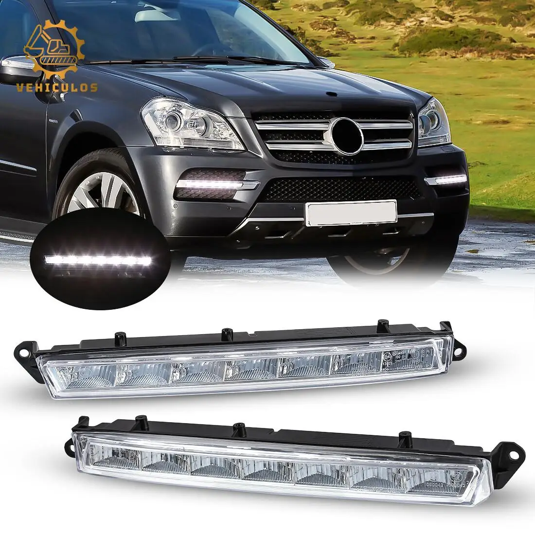 

Для Mercedes Benz GL ML X164 X166 2007-2013 светодиодные DRL дневные ходовые огни 1649060351 1649060451 передние прозрачные линзы 1 пара