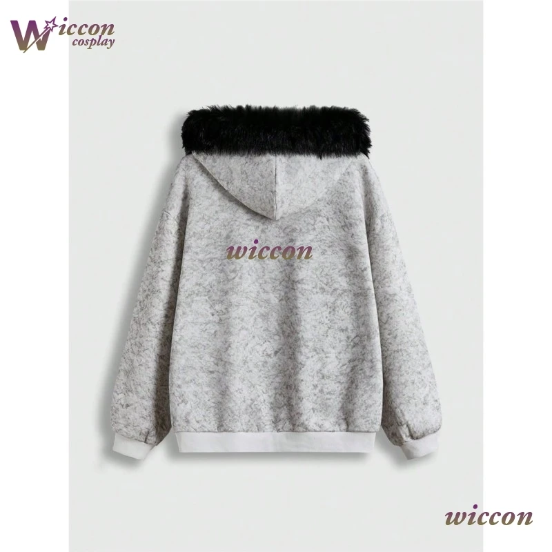 

Худи Mag COS Autumn в американском стиле с принтом Dark Cross Wing, модный свитшот в стиле High Street с винтажным меховым воротником