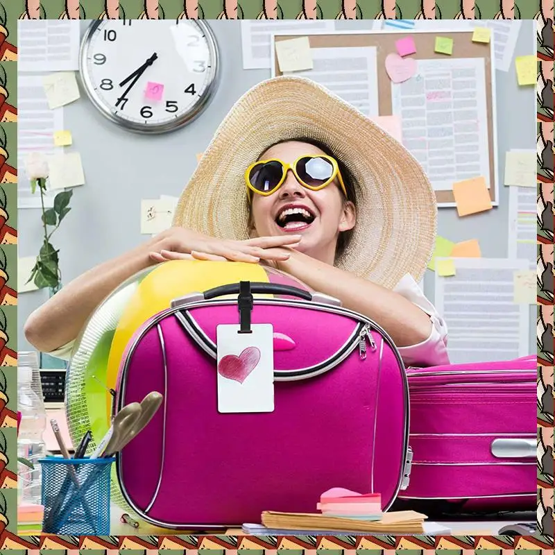 

ATM2 20PCS Sublimation Blank Luggage Tags Blank Travel Bag Baggage Tags With Strap Double Sided MDF Suitcase Label Tag