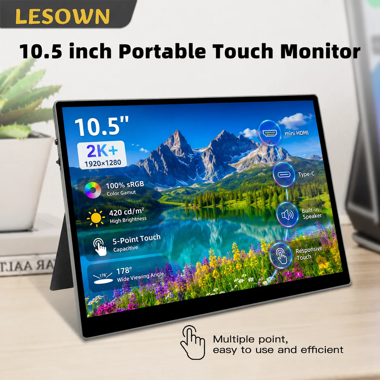 LESOWN 10.5inch Touch Screen Monitor 1920x1280 Display for Home Assistant Control Panel Setup