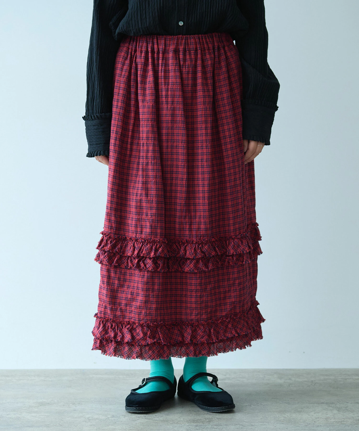 Red Plaid Series Half Skirt Shirt Beautiful Animation And Comic Culture T-Shirts And Hats Clothing Only for Online Sale