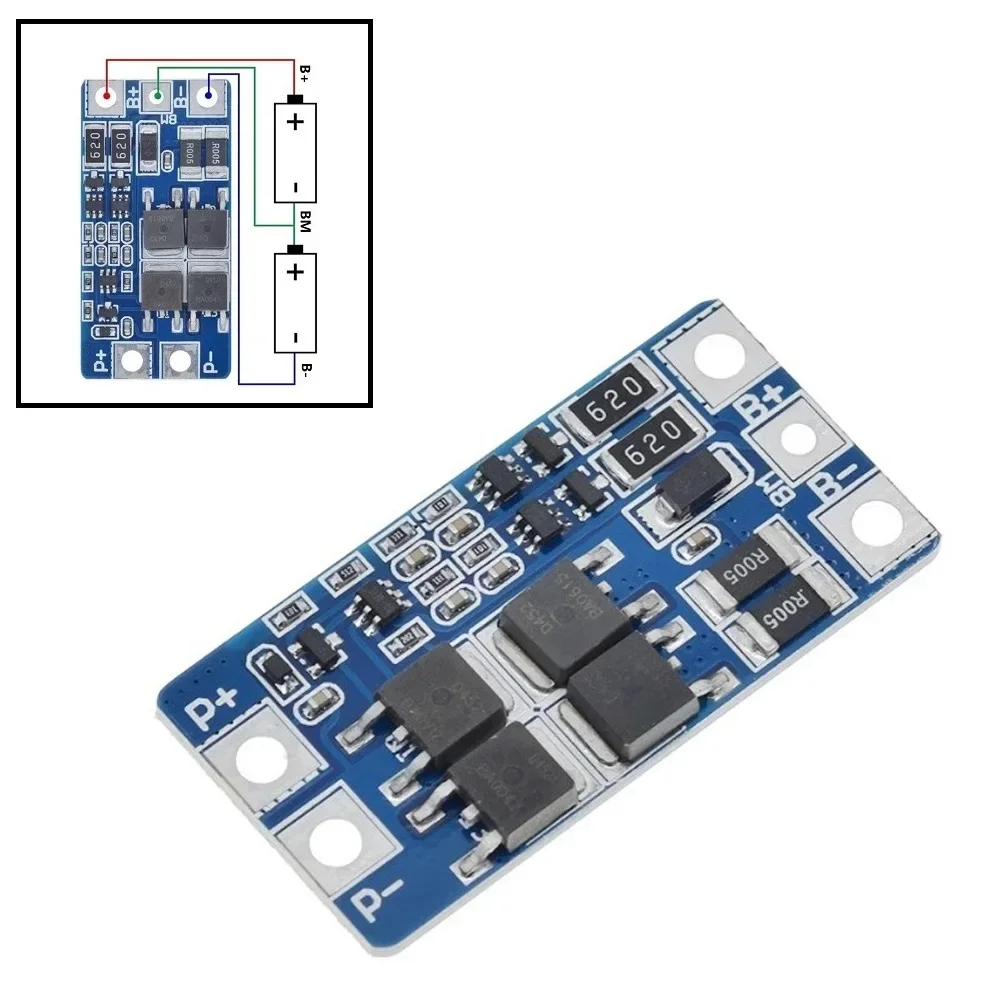 YTOM HX-2S-JH20  BMS 2S 7.4V 8.4V 10A Lithium Battery Charge Protection Board Balancer Equalizer Battery Charger Protection Boar