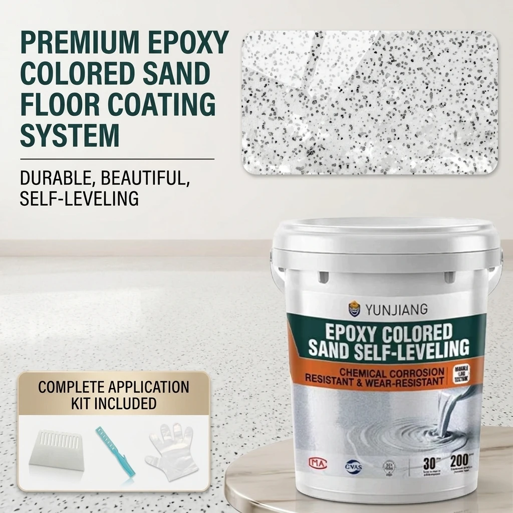 Epoxy Colored Sand Floor Paint Self-Leveling Cement Anti-Slip Wear-Resistant Imitation Marble for Home Commercial Use