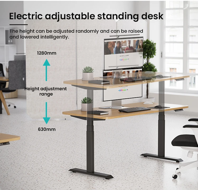 Modern Furniture Office Electric Computer Desk Dual Motor Height Adjustable Standing Desk Ergonomic Sit Stand Desk Frame