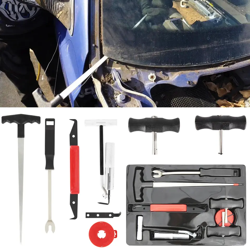 Kit Outils Démontage Pare-Brise Voiture - Enfileur Et Bobine Pour Vitres Auto