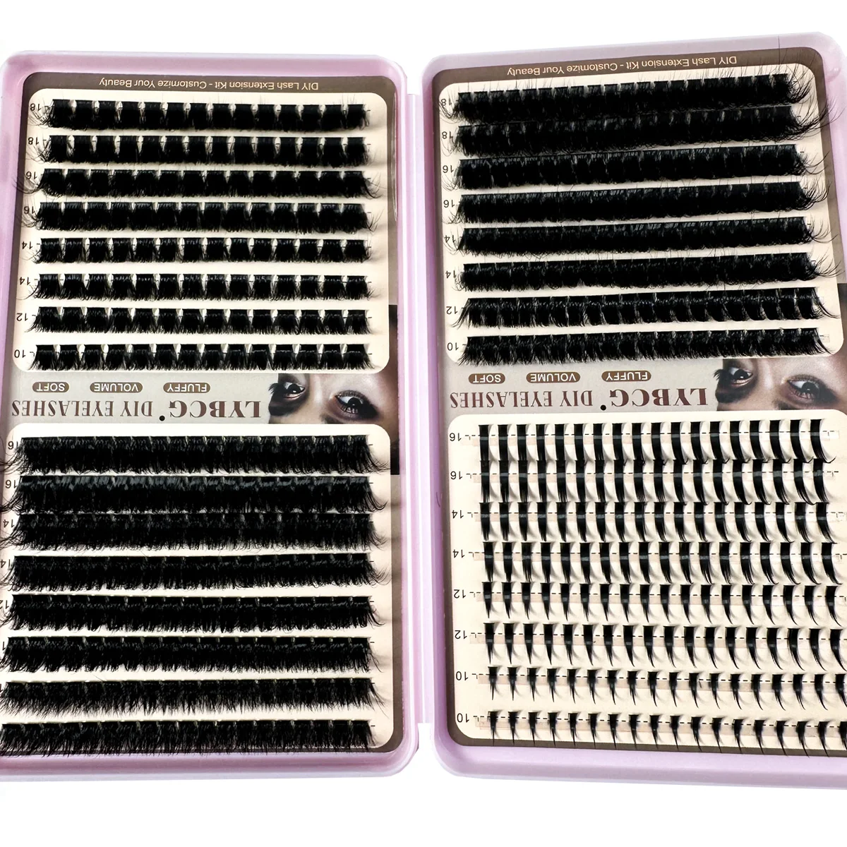 10-18mm Cluster per ciglia super soffici Spikes Lash Individuals Cluster per ciglia DD-Curly Cluster per ciglia Kit 4 stili Cluster per ciglia