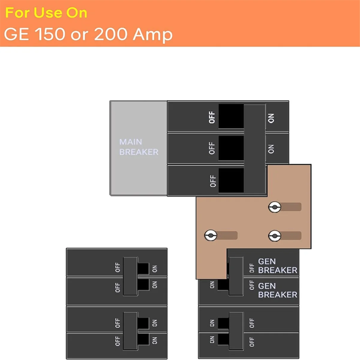 150A 또는 200A 패널용 핫 제너레이터 인터록 키트 메인 및 분기 차단기 사이의 1 1/4인치 간격