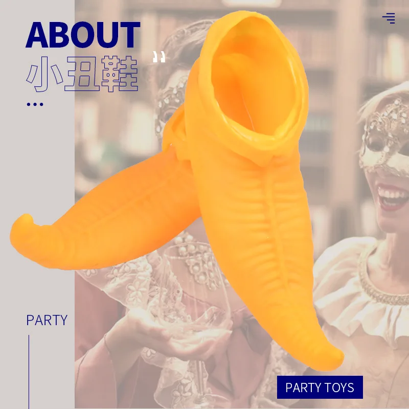 Funny Shoes Elf Shoes Pointed Toe Gum Leather Clown Shoes Cosplay Halloween Carnival Costume Accessories