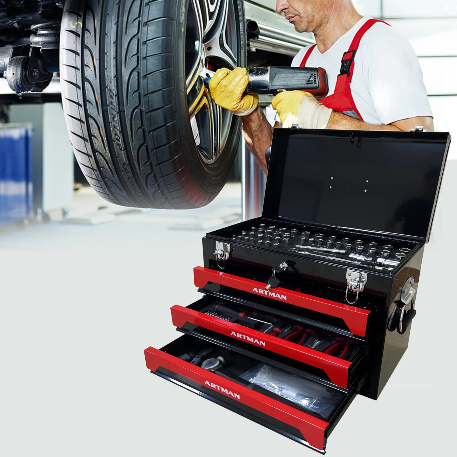 3 Drawer Tool Box Set - Essential Tools Included