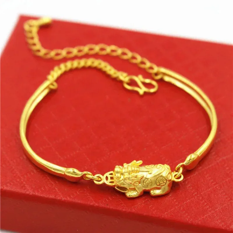 Luxury 3d Hard Gold Year of Life Transfer Imitation Gold Bracelet Women's Vietnam Sha Jin Long term Color free Bracelet