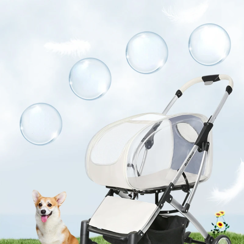 Transparent Pet Stroller Portable Foldable Separated Dog Cat Diaper Bag Walking Cat Walking Dog Walking Trolley