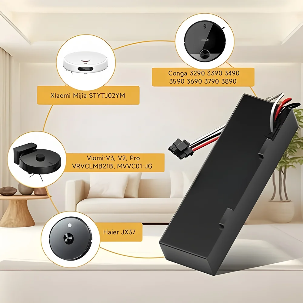 

14.4V Lithium Battery High Capacity Replacement for Xiaomi Robot Vacuum Cleaners Long Lasting Power Supply