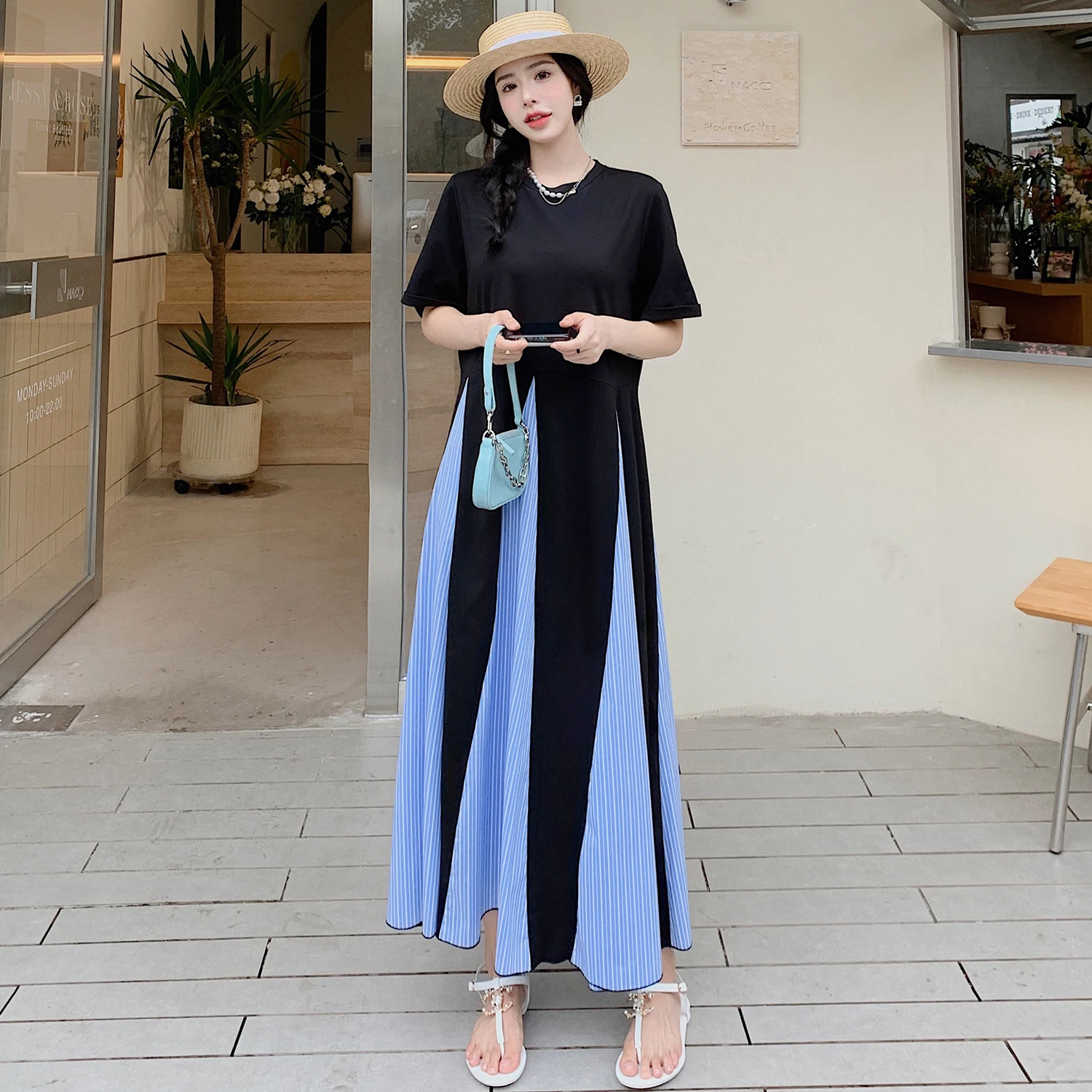 Été nouveau T-shirt femme Dr Fi Tail jupe longue coupe ample décontracté grande taille Design Sense coréen Sle rond Ne ort S...