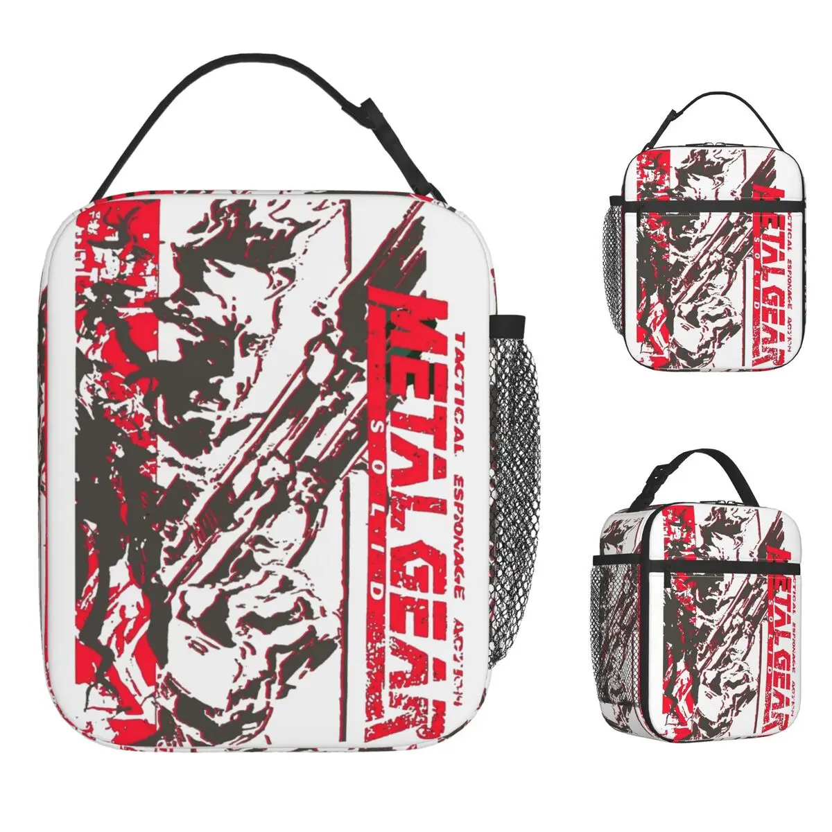 

Metal Gear Solid Lunch Bag Office Lunch Box For Men Vintage Print Tote Food Bags Oxford Portable Zipper Cooler Bag