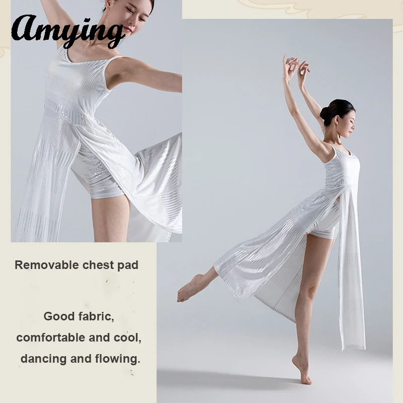 Women Modern Dance Dress Ladies Elegant High Split Long Dress Stage Sexy Performance Costume Dance Practice Training Clothing