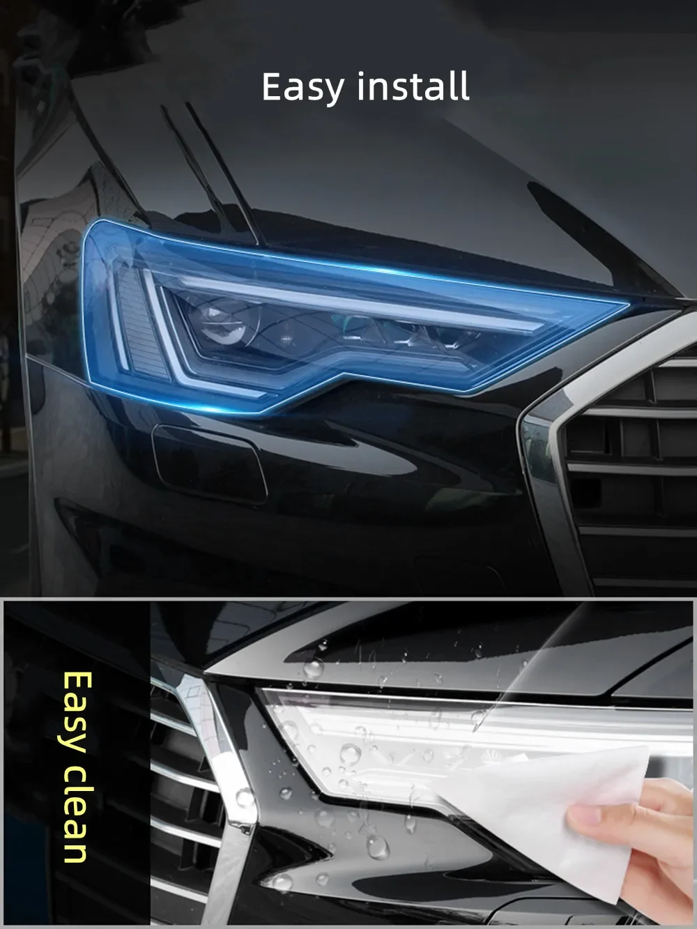 

Для Audi A6L абажур для фар, черненая самурайская пленка, модификация, специальное защитное украшение для внешнего вида фар