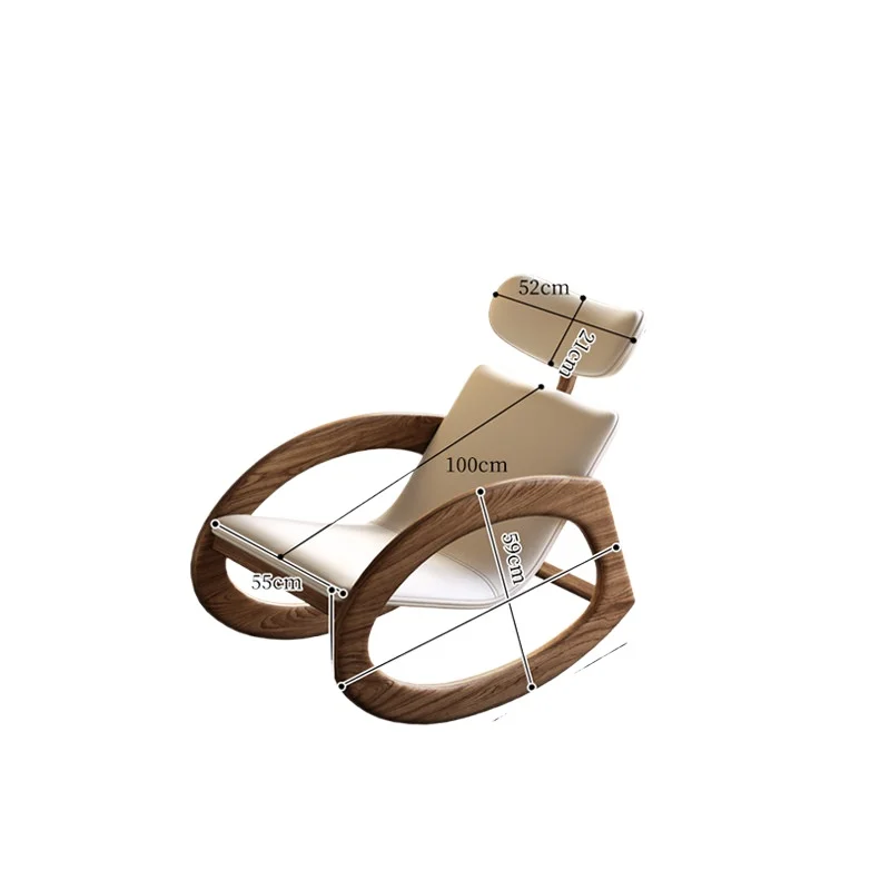 CX Modern Simple All-Solid Wood Rocking Chair, Adult Recliner, Balcony Lounge Chair