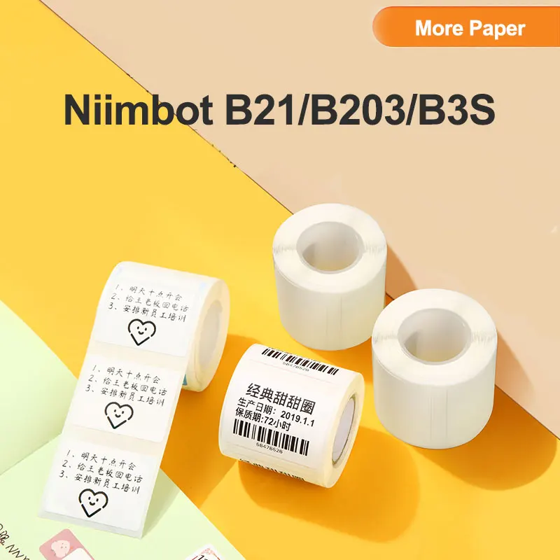 

Niimbot B21 B3s Label Thermal Printer Paper Tape Paper Label Printer Paper Waterproof Oil Printers Sublimation