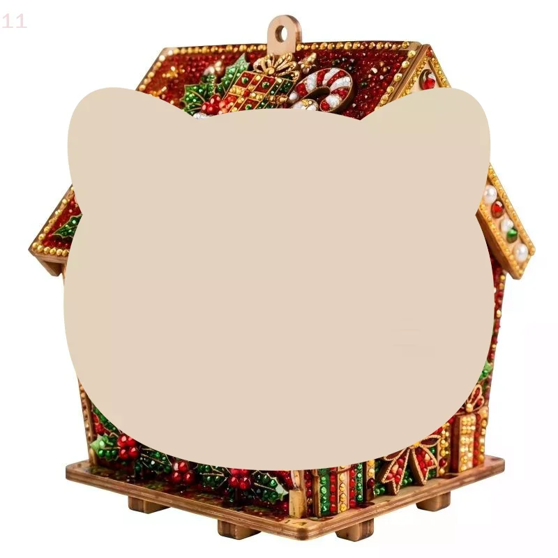 DIY Pearl Art Christmas Collection 3D Wooden House Rhinestone Kit Pearl Beads Craft Set