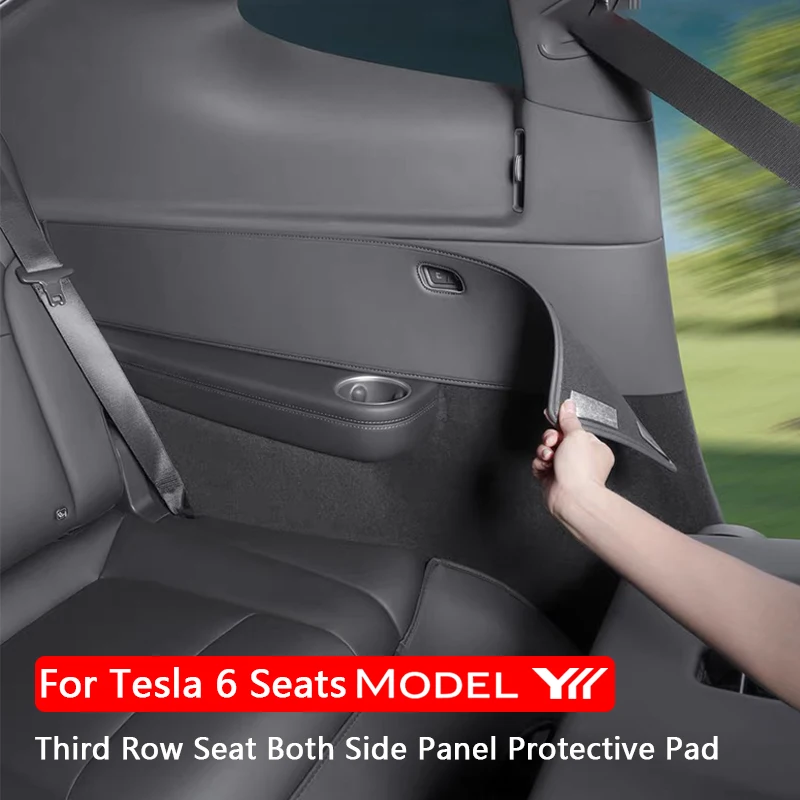 Für Tesla Model YL 6-Sitzer Rücksitz Beidseitige Anti-Kick-Matte Leder Dritte Sitzreihe Anti-Kratz-Schutzmatte Auto-Zubehör – Detail 1