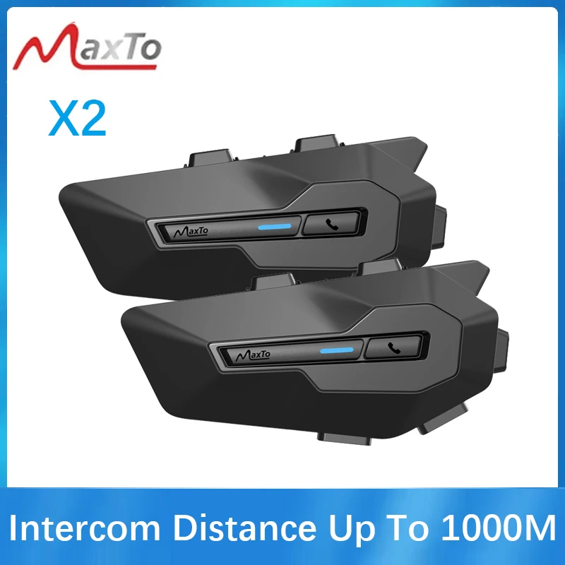 Maxto X2 Motorcycle Helmet Headset Intercom Support FM MP3 2-Person Intercom Distance 800M  IPX6 Waterproof