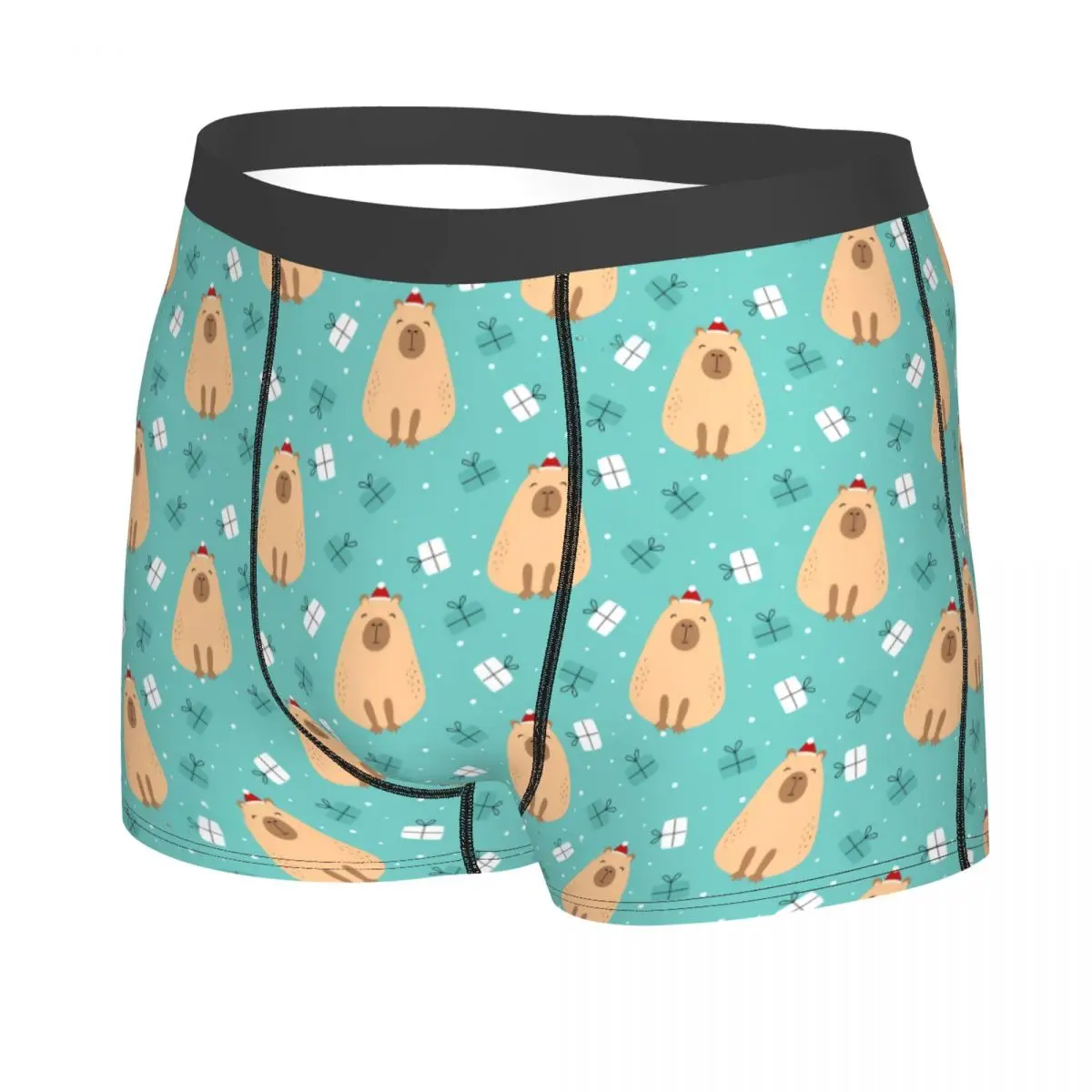 Custom Merry Christmas Capybara Cute Cartoon Pattern Underwear Male Printed Boxer Shorts Panties Briefs Breathable Underpants