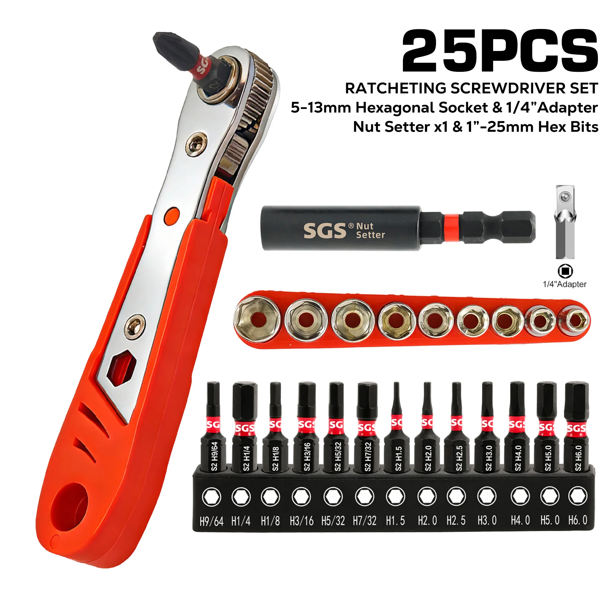 

Набор отверток с храповым механизмом 19/25 предметов + головки 5-13 мм + шестигранные магнитные биты 25/50 мм, комбинация инструментов для ремонта нескольких спецификаций