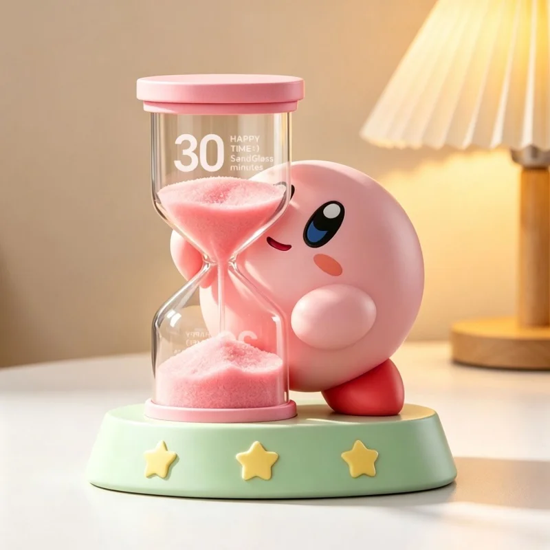 

Kirby 30 Minutes Hourglass Timer Anime Figure Mini Sand Clock Sandglass Cute Desktop Ornament Self-discipline Time Management