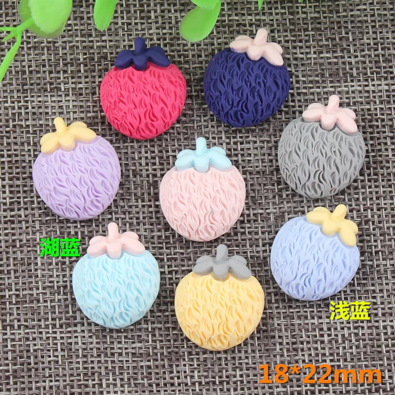 Fashion Design Diy Strawberry Imitation Fabric Resin Pendant Candy Color Diy Children's Gloves Hair Accessories Rubber Bands Han